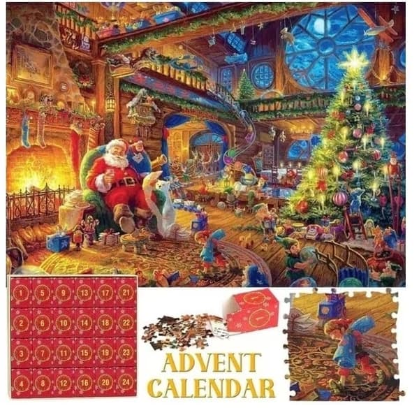 Puslespils adventskalender 2024, 1008 puslespilsbrikker 24 dages FirePlace