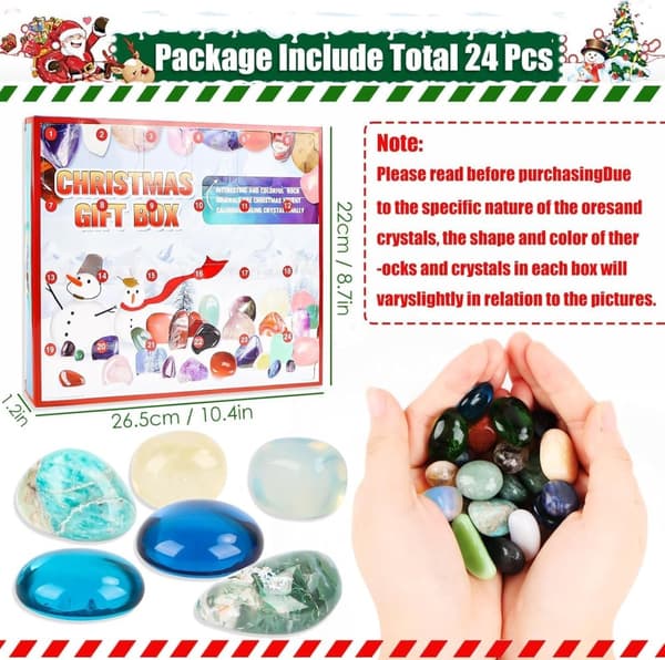 Juladventskalender, 24 dagar fulla av överraskningar Natural Crystal Gemstone till jul,