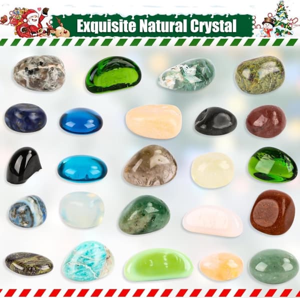 Juladventskalender, 24 dagar fulla av överraskningar Natural Crystal Gemstone till jul,