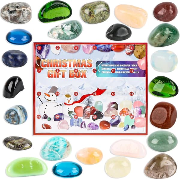 Juladventskalender, 24 dagar fulla av överraskningar Natural Crystal Gemstone till jul,