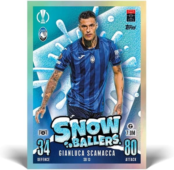 Uppdaterat Mega Multipack nr 3-41 Match Attax-kort som innehåller 16 nya Snow Baller-kort och ett exklusivt Snow Baller Randal Kolo Muani-kort i begrä