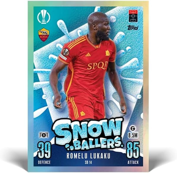 Uppdaterat Mega Multipack nr 3-41 Match Attax-kort som innehåller 16 nya Snow Baller-kort och ett exklusivt Snow Baller Randal Kolo Muani-kort i begrä