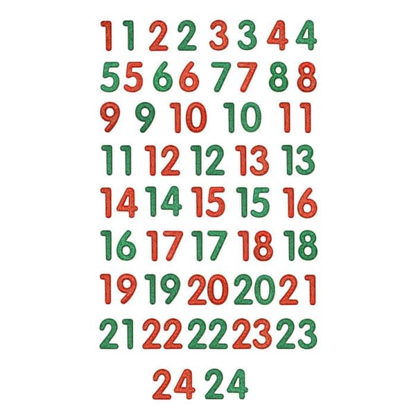 3D puffiga klistermärken med paljetter, siffror, adventskalender