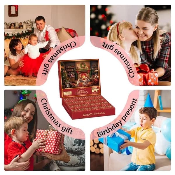 Pussel Adventskalender 2024 - Julpussel med 1008 bitar - Jultomte