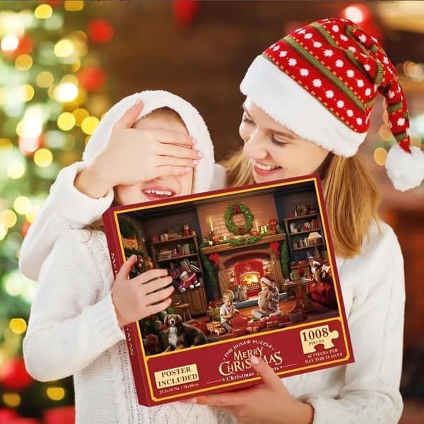 Pussel Adventskalender 2024 – Julkalender med 1008 Bitar “Hund”