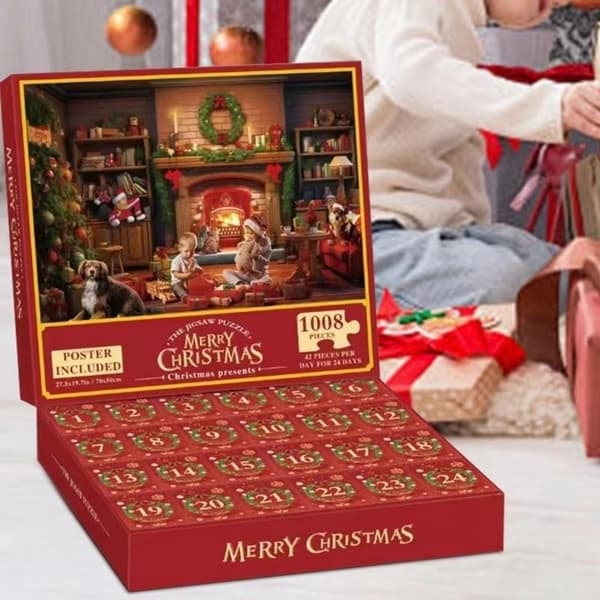 Pussel Adventskalender 2024 – Julkalender med 1008 Bitar “Hund”