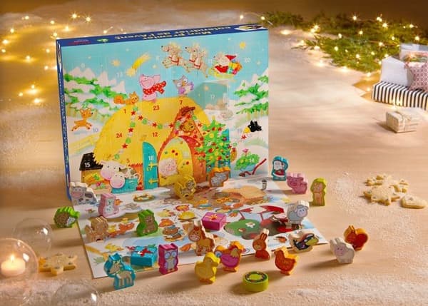 HABA - Min första adventskalender - 24 trästycken, 24 kapitel att läsa och 3D-dekor - Julkalender för barn