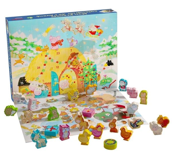HABA - Min första adventskalender - 24 trästycken, 24 kapitel att läsa och 3D-dekor - Julkalender för barn