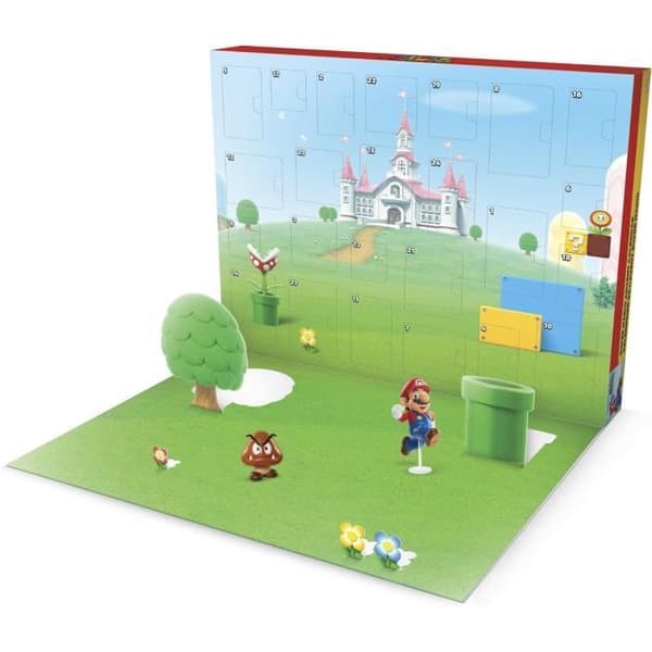 Super Mario Adventskalender med 24 överraskningar - 17 rörliga figurer 6 cm + 7 leksaksaccessoarer att samla -