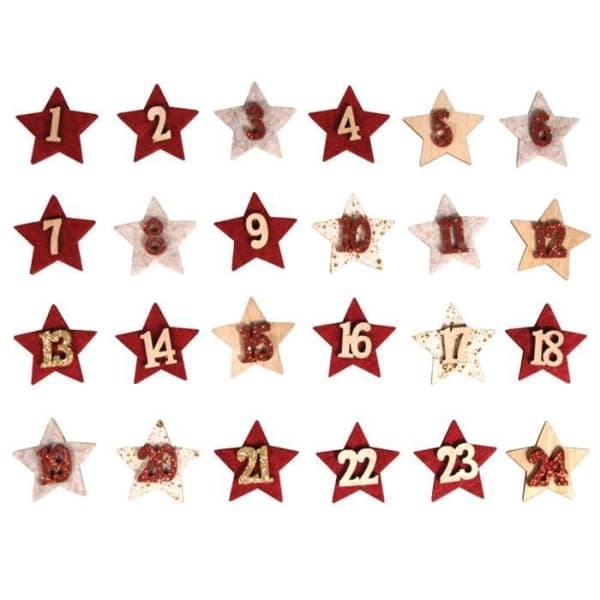 Siffror till adventskalender - RAYHER - Trä, Filt, Glitter - 24 st