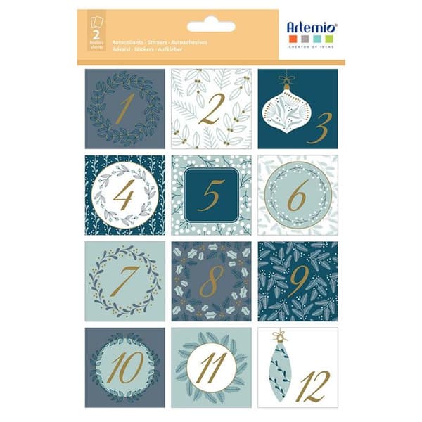 Adventskalenderklistermärken - Splendid Christmas - 5 x 5 cm - 24 st