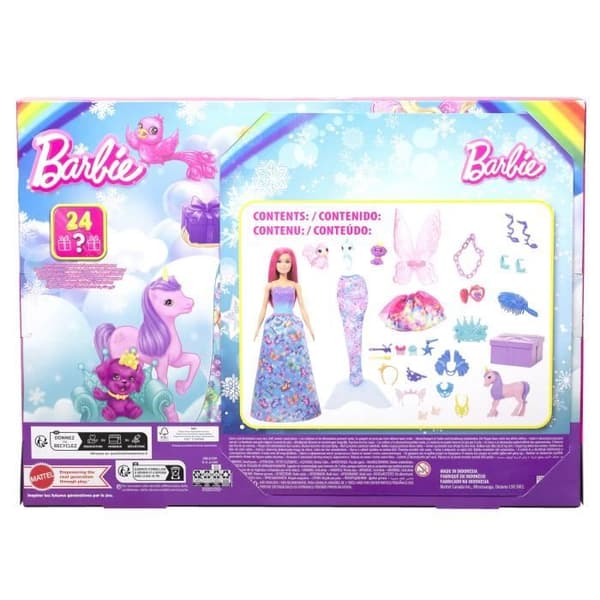 Barbie-Barbie Dreamtopia Adventskalender-docka och tillbehör HRG90