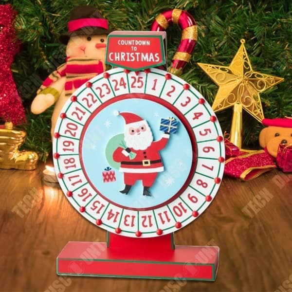 TD® Träskivbordsdekoration Jultomten Julnedräkning Adventskalender Hjuldekorationsprydnad