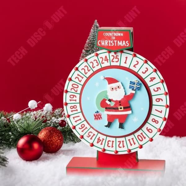 TD® Träskivbordsdekoration Jultomten Julnedräkning Adventskalender Hjuldekorationsprydnad
