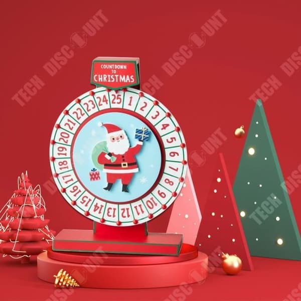 TD® Träskivbordsdekoration Jultomten Julnedräkning Adventskalender Hjuldekorationsprydnad