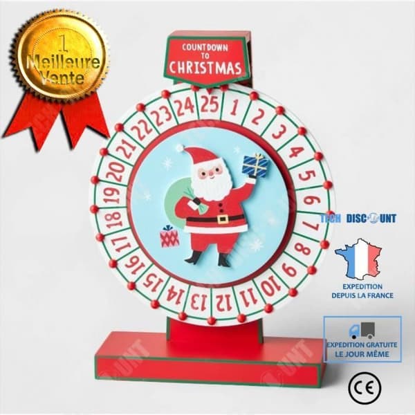 TD® Träskivbordsdekoration Jultomten Julnedräkning Adventskalender Hjuldekorationsprydnad