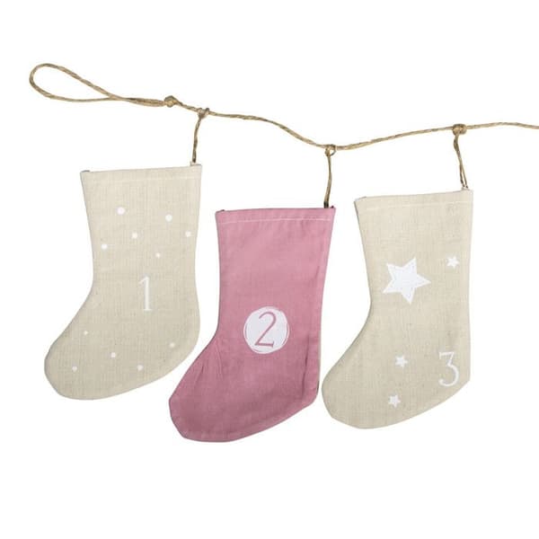 Adventskalender Julstrumpa, 220cm, strumpa 6x15cm, 1 st.