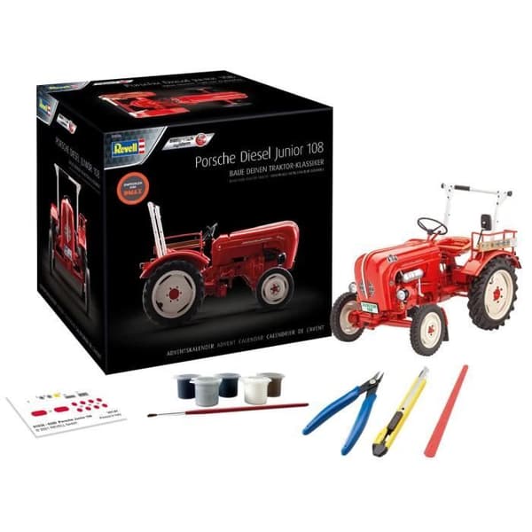 Adventskalender - Revell - Porsche Junior 108 traktormodell - 76 stycken - Easy Click - Vit