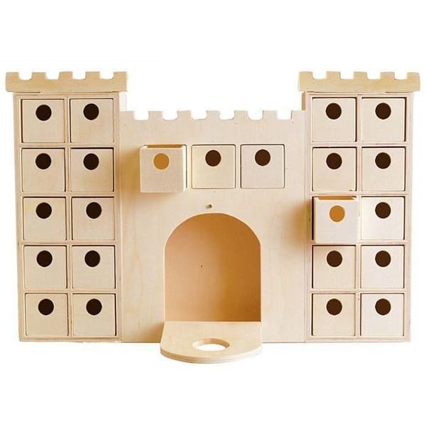 Julkalender Träslott att dekorera 42 x 42 cm
