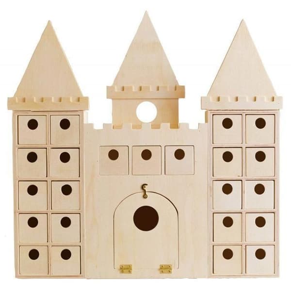 Julkalender Träslott att dekorera 42 x 42 cm