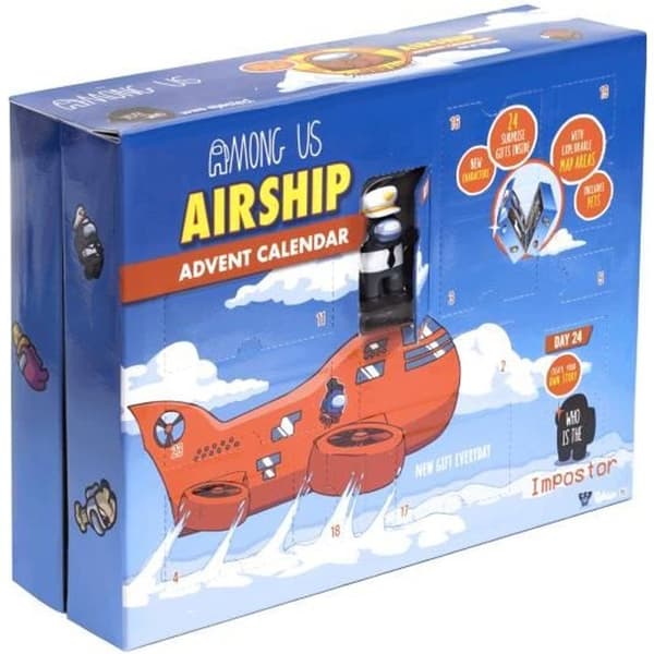 TOMY Among Us Adventskalender - 7 figurer, 3 stämplar, 14 klistermärken, 5 djur, 4 serier