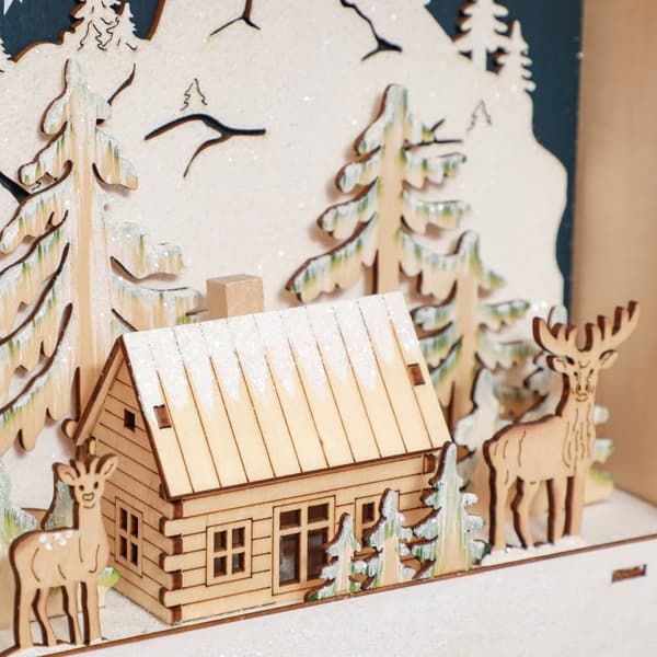 Adventskalender, 34x7x34 cm, Rød