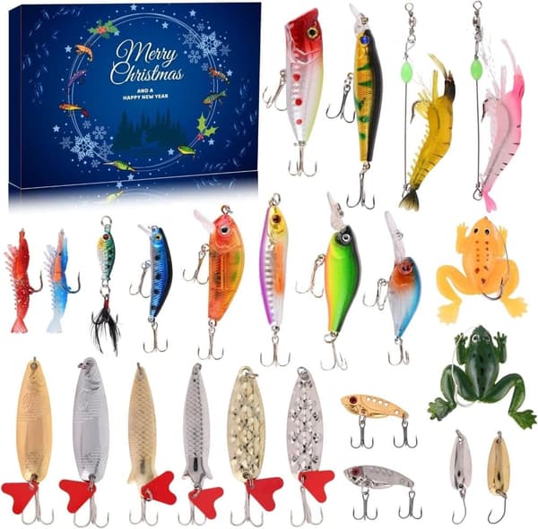 OBOSOE Fiskekalender / Julkalender 2025 – 24-dagars Adventskalender med Fisketillbehör, Perfekt Julklapp för Fiskeentusiaster OBOSOE Fiskekalender / Julkalender 2025 – 24-dagars Adventskalender med Fisketillbehör, Perfekt Julklapp för Fiskeentusiaster