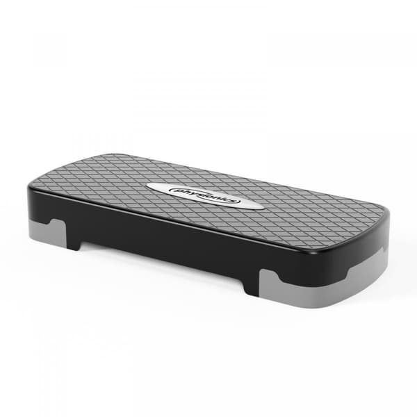 Physionics - Aerobisk Fitness Stepper - Justerbare Højder - Kapacitet 200 Kg - Sort & Grå - 68 x 28 x 15 cm.