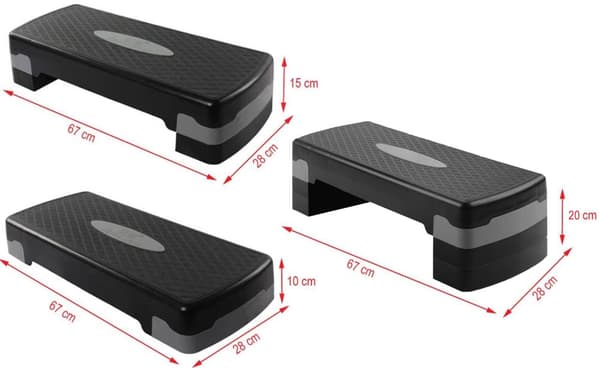 Börjarvänlig Aerobic Stege med Justerbar Höjd, Anti-Slip Yta, Snygg Svart-Grå Design