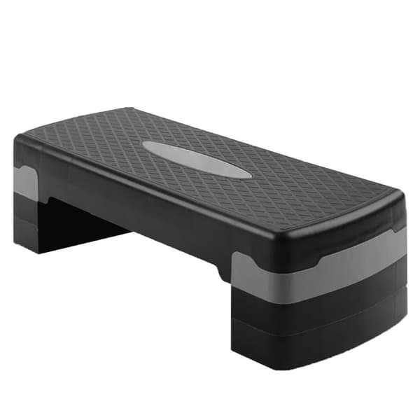 Justerbar Aerobic Stege - 10/15/20 cm Höjd, Anti-Slip Yta, Hållbar Plast, Svart & Grå