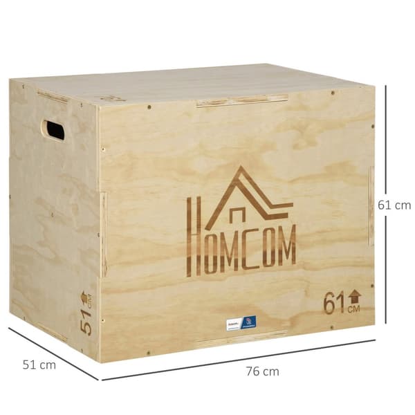 Rootz 3 i 1 Plyo Box - Jump Box - CrossFit Equipment - Forbedre springstyrke - 61x51x76cm brun