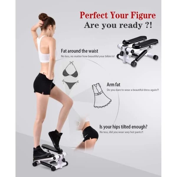 ARTIZLEE Mini Apartment Fitness Stepper med elastiska rep för nybörjare - Svart