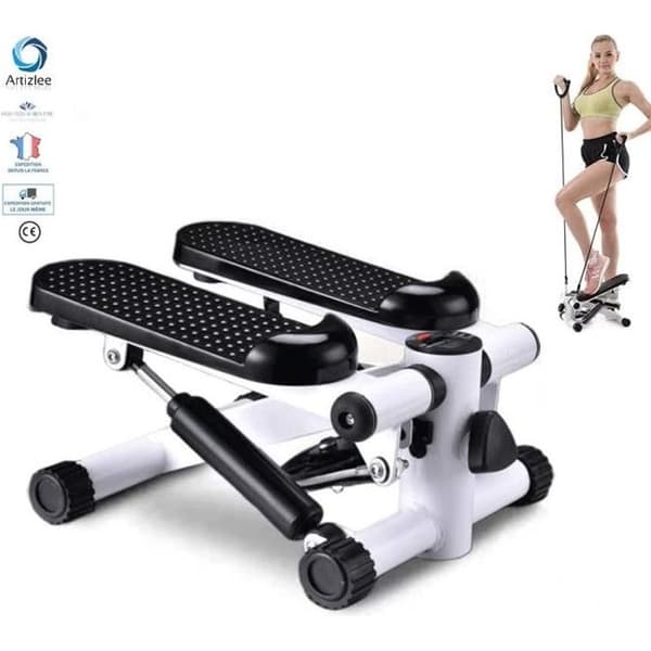 ARTIZLEE Mini Apartment Fitness Stepper med elastiska rep för nybörjare - Svart