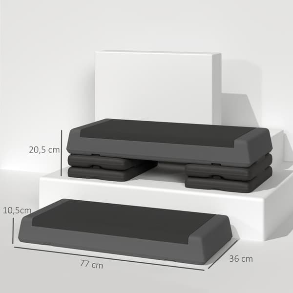 Aerobic Stepper, 77x36x10.5/15.5/20.5 cm, Grå