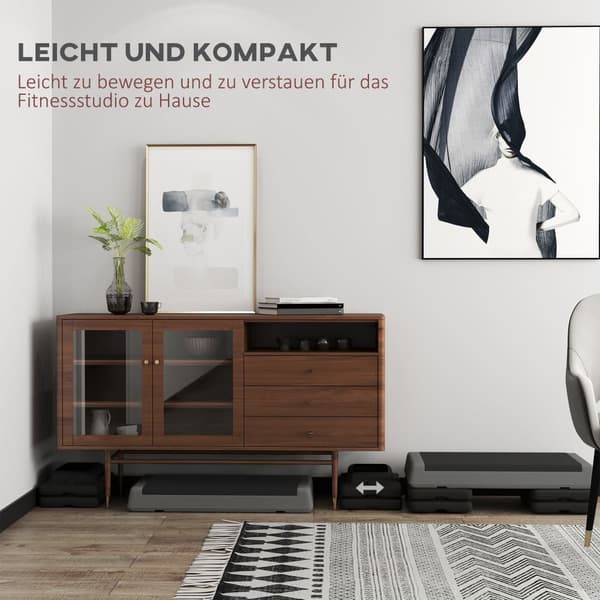 Aerobic Stepper, 77x36x10.5/15.5/20.5 cm, Grå