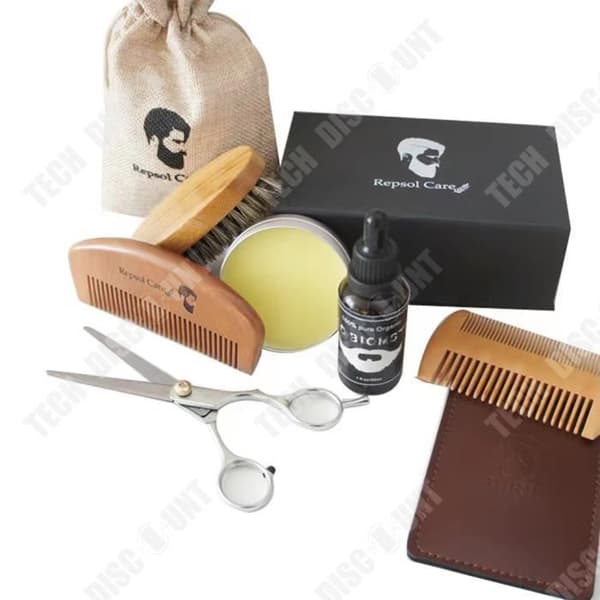 TD® Boar Bristle Skäggborste Skäggkam Skäggvårdsverktyg Boar Bristle Beard Comb Set Tool