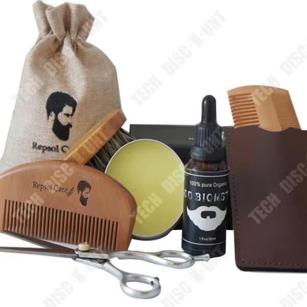 TD® Boar Bristle Skäggborste Skäggkam Skäggvårdsverktyg Boar Bristle Beard Comb Set Tool