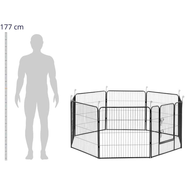Kravlegård og løb for hunde og hvalpe med låge, højde 81 cm, 8 segmenter