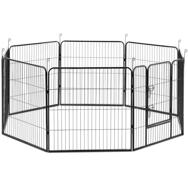 Kravlegård og løb for hunde og hvalpe med låge, højde 81 cm, 8 segmenter