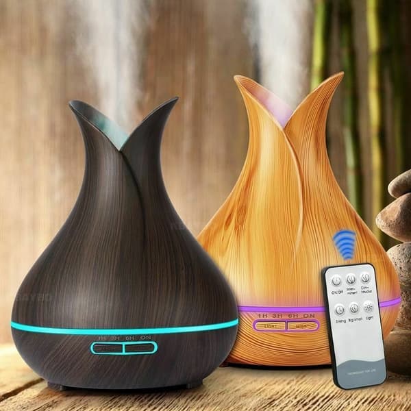 Luftfugter, Aromatherapy Humidifier - Mørkt Træ