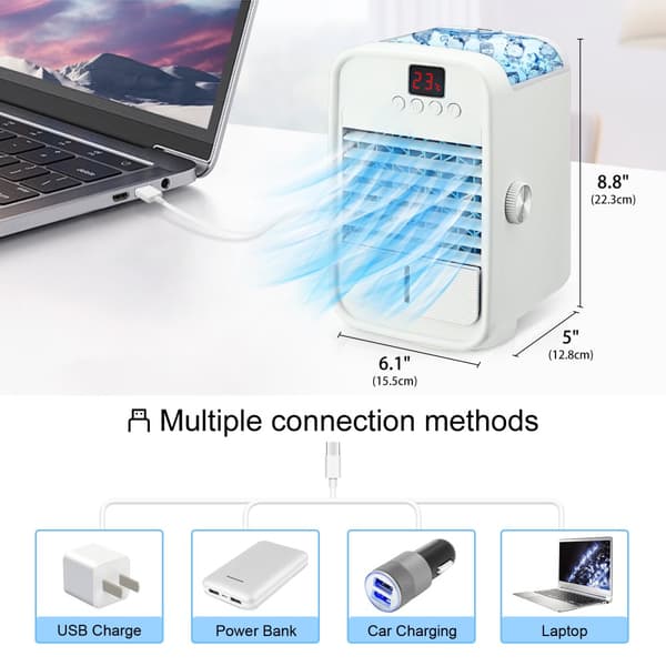 Personlig luftkylare, NASUM Mini Portable Air Conditioner, Cool Cooling a/c Fan Ice Water for Bedroom, White