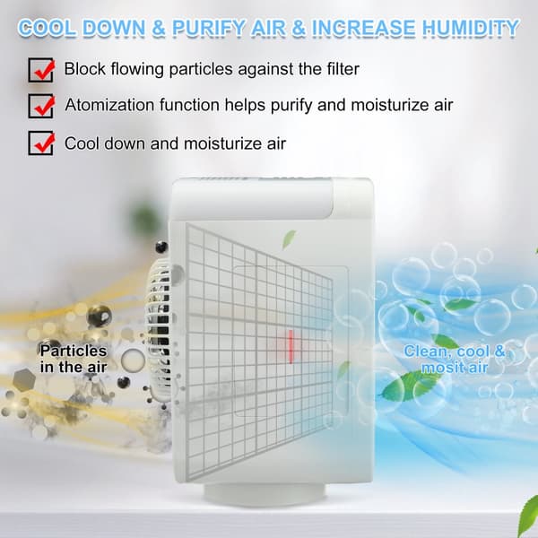 Personlig luftkylare, NASUM Mini Portable Air Conditioner, Cool Cooling a/c Fan Ice Water for Bedroom, White