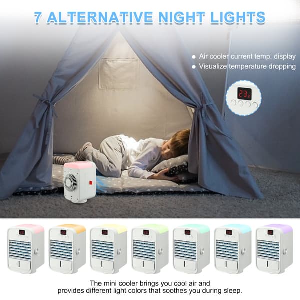 Personlig luftkylare, NASUM Mini Portable Air Conditioner, Cool Cooling a/c Fan Ice Water for Bedroom, White