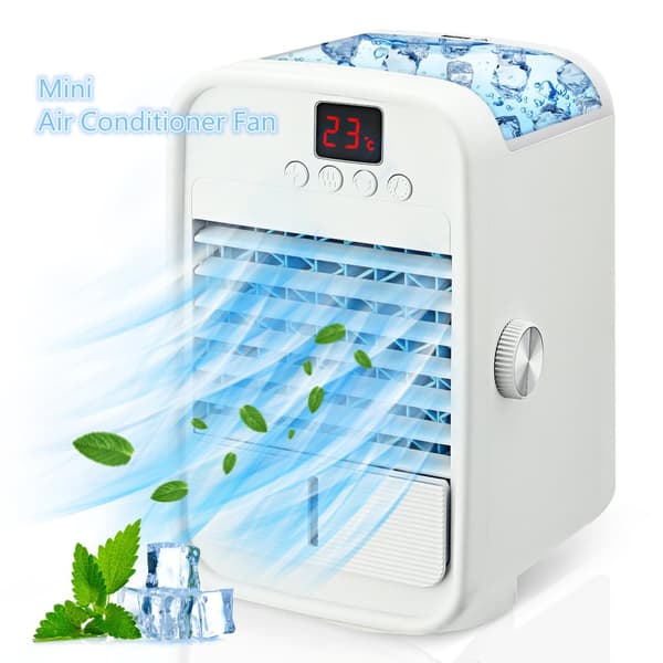 Personlig luftkylare, NASUM Mini Portable Air Conditioner, Cool Cooling a/c Fan Ice Water for Bedroom, White