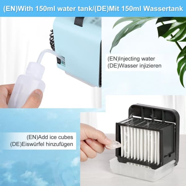 Protable Ilmastointilaite Mini USB-ilmajäähdytin Pöytä Negatiivinen Ioni Ilmastointi Tuuletin Ilmanpuhdistuskostutin valolla