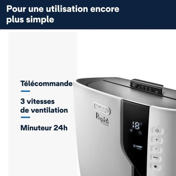 DELONGHI Mobil luftkonditionering - PAC EX100 SILENT - 2500W - 10000BTU/h - ClassA++ - EER3