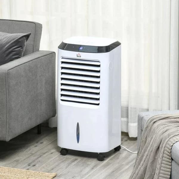 Rootz Air Cooler - Mobil luftkonditionering - Med luftfuktning - Vattenkylande luftkonditionering - 8h Timer Fjärrkontroll - Vit/Svart - 38,2 x 31,6 x