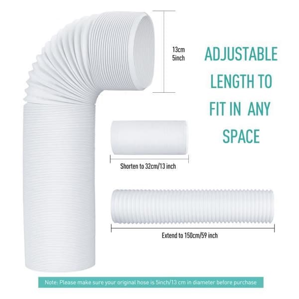 13CM mobil luftkonditioneringsslang Flexibel PP avgasslang Universal Extractor Avgasrörsats, längd 32-150cm