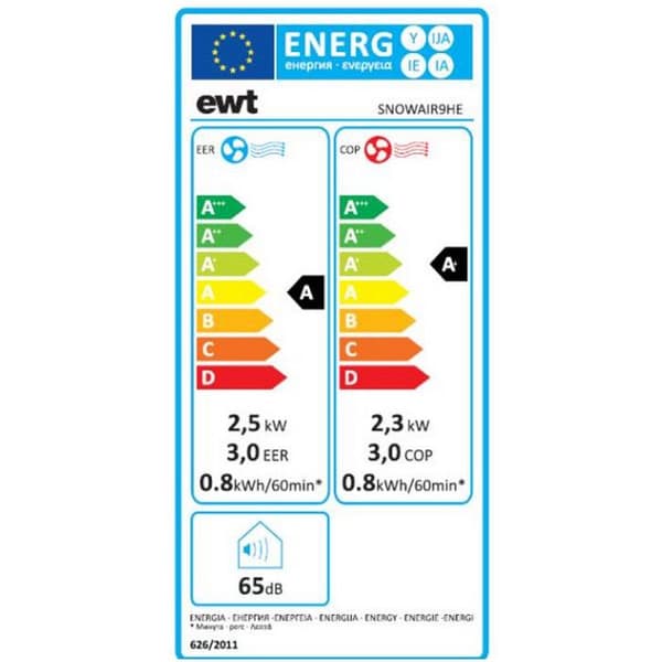 EWT - SNOWAIR9HE - LUFTKONDITIONERING - MOBIL - MONOBLOCK - VÄNDBAR - 9000BTU - VIT