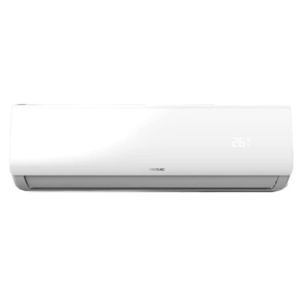 Cecotec 18000-BTU split air conditioner with heat pump, remote control, and LED display.